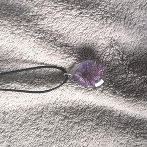 💜Purple flower resin necklace